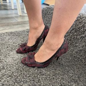 Bakers Heels Plaid Burgundy/Black